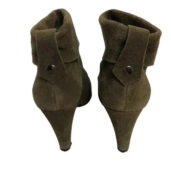 Schutz Brown Suede Heeled Foldover Heeled Booties Ankle Boots Women's Size 9 - Picture 5 of 10